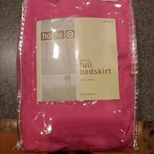 Pink full size tailored bed skirt